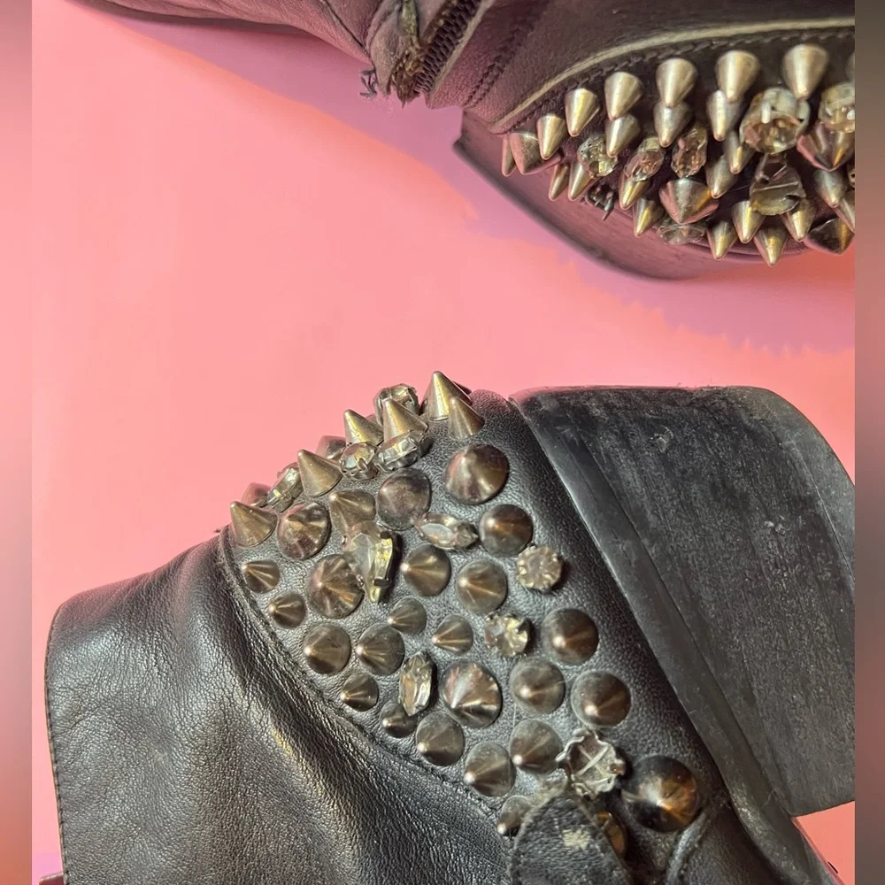 Sam Edelman Black Studded Ankle Boots - Picture 6 of 11